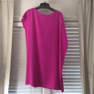 Hot pink cap sleeve, tapered on one side spring/summer dress chemise.